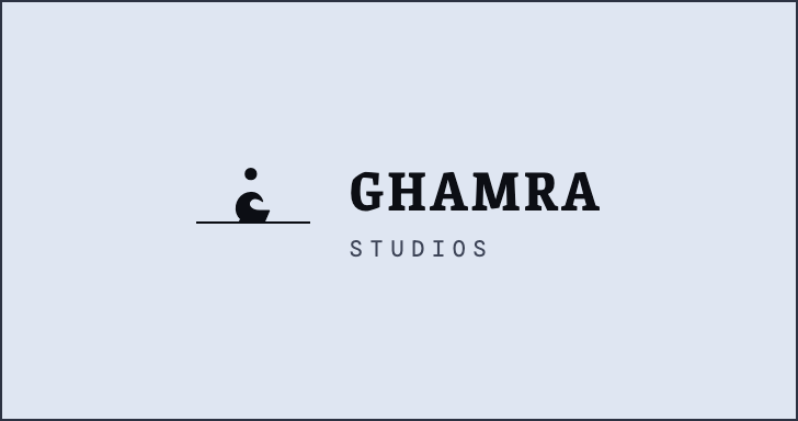 Ghamra Studios logo — horizontal lockup, light