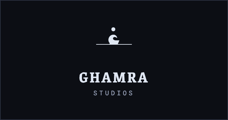 Ghamra Studios logo — stacked lockup, dark